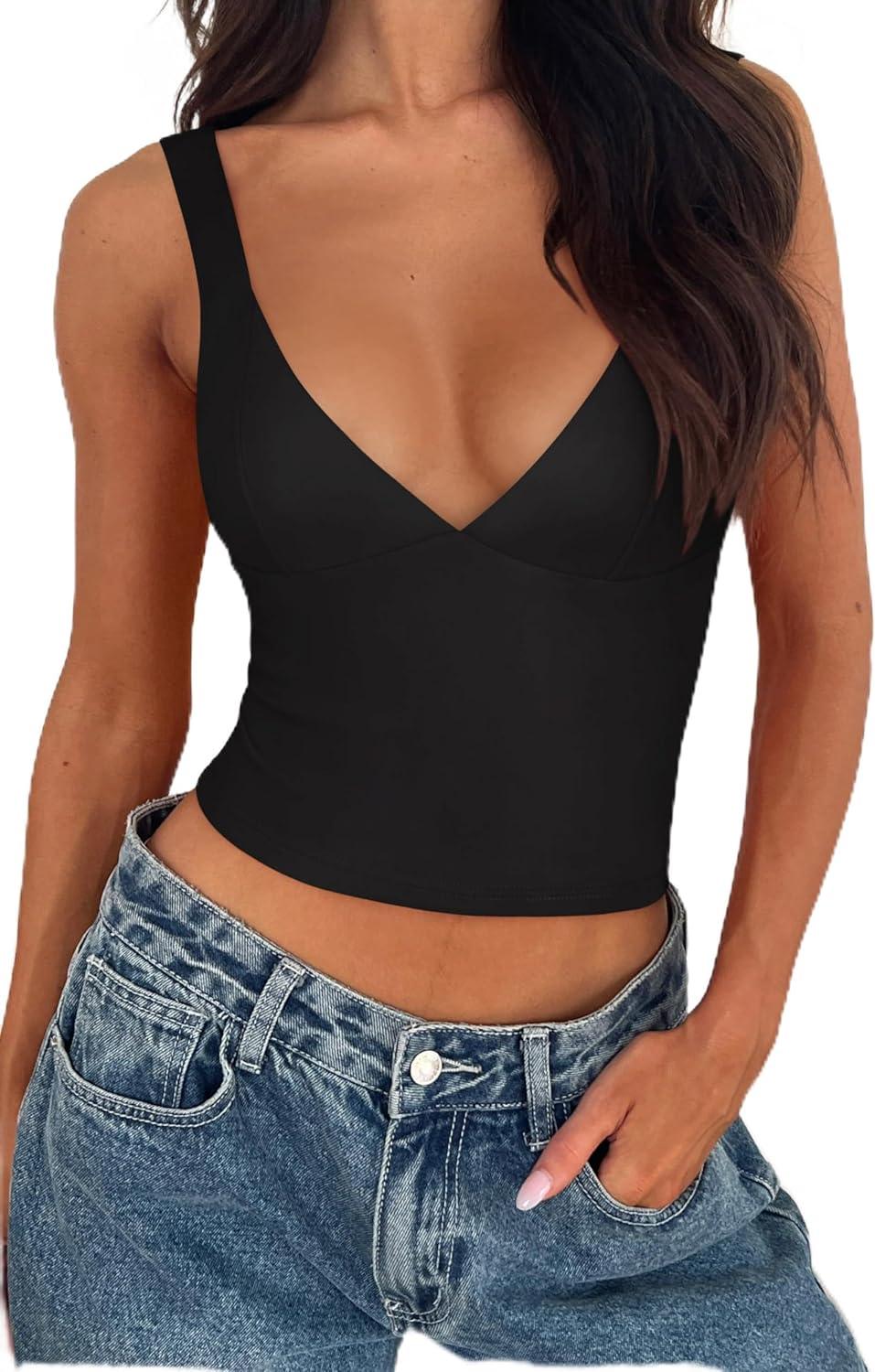 Sunset Blossom Deep V Crop Top - REORIA