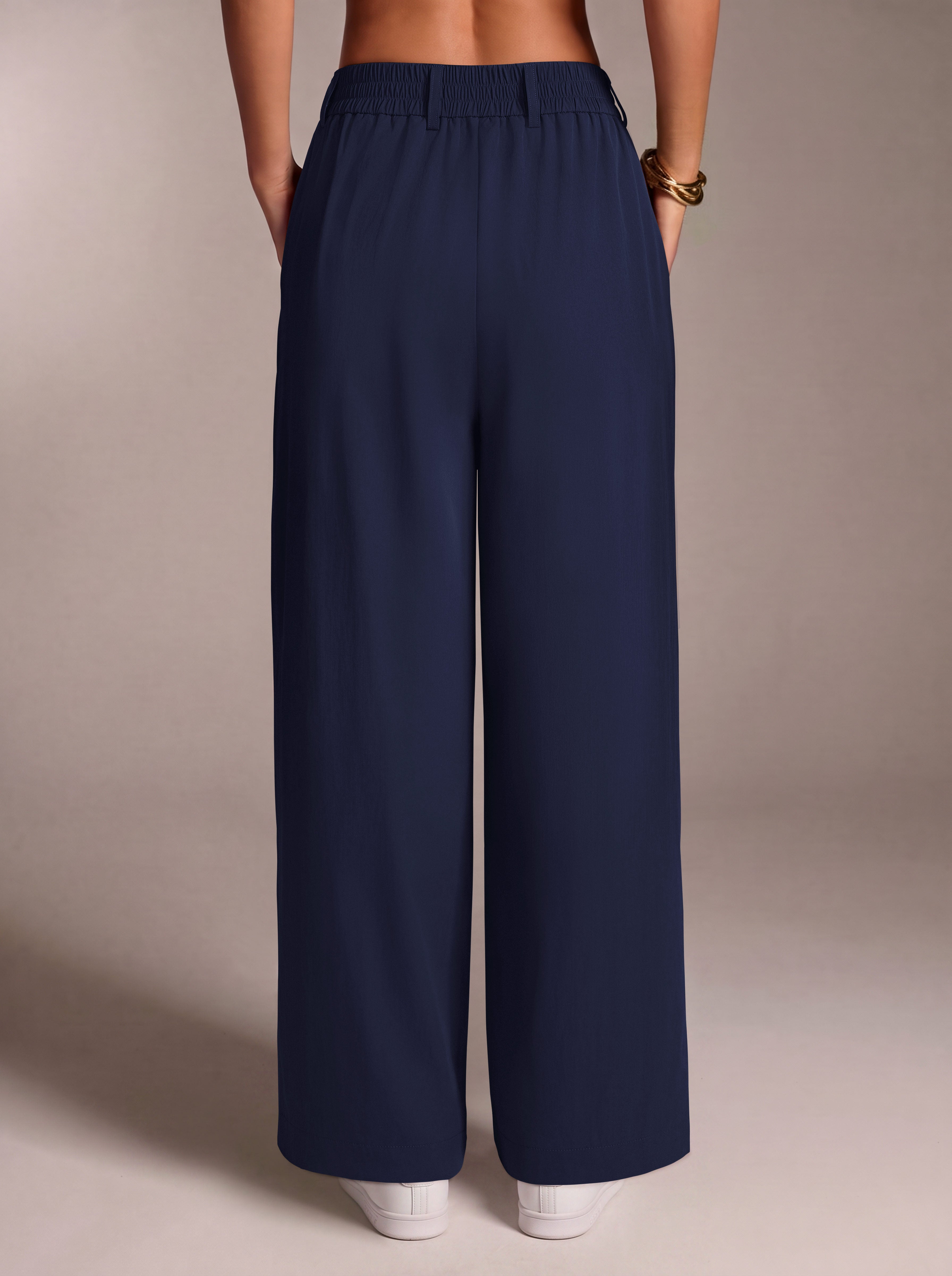 REORIA Women's High Waisted Wide Leg Work Pants with Pockets