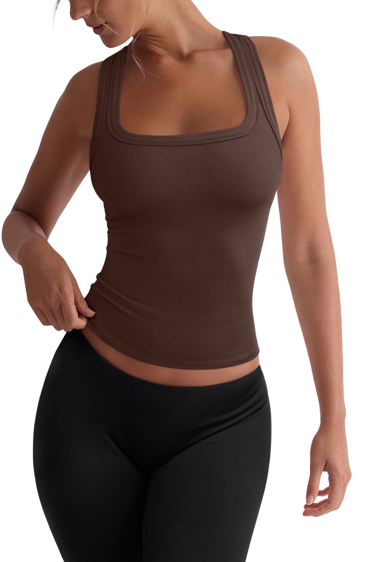 Summer Sleeveless Racerback Casual Ribbed Tops
