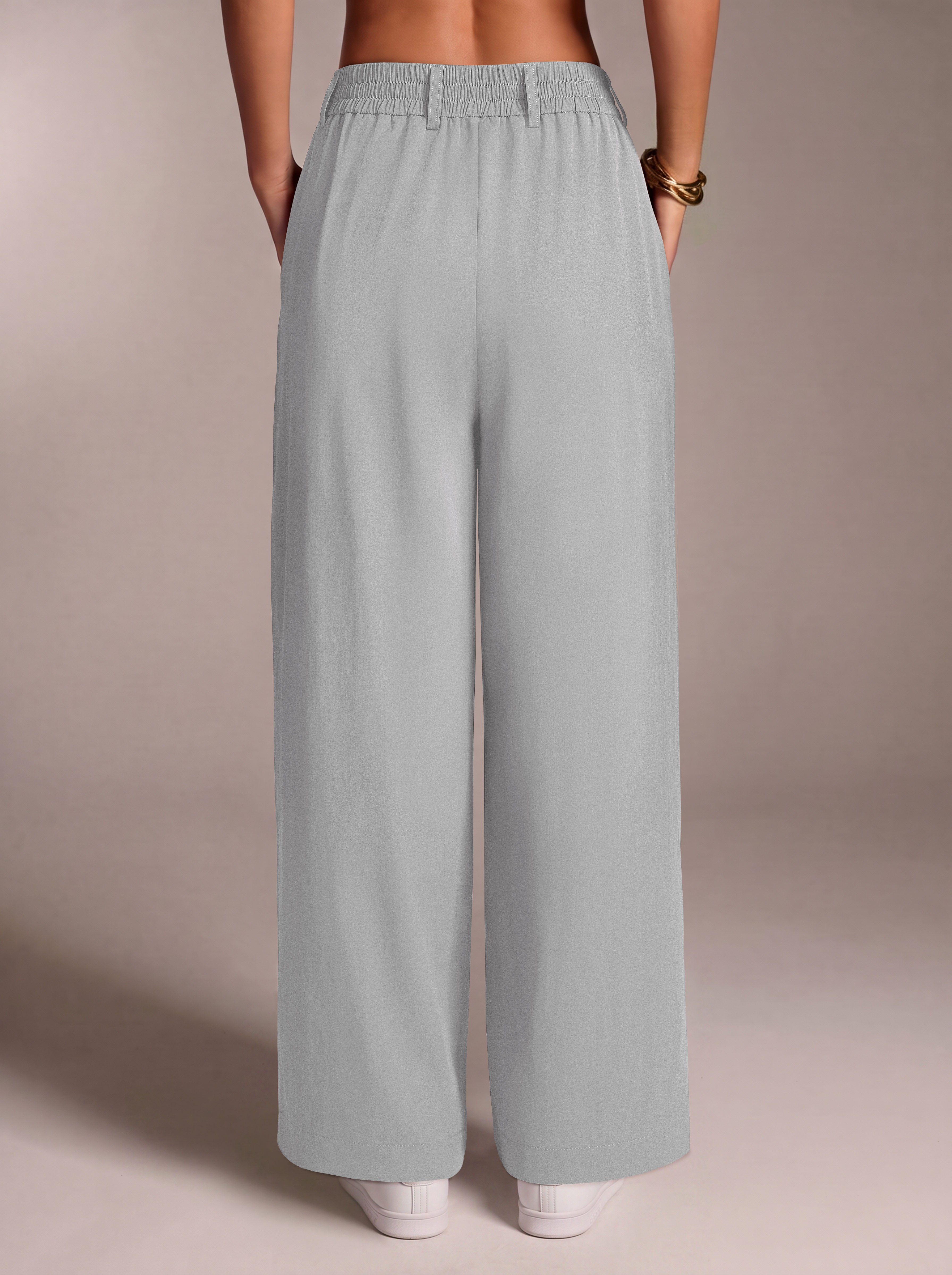 REORIA Women's High Waisted Wide Leg Work Pants with Pockets