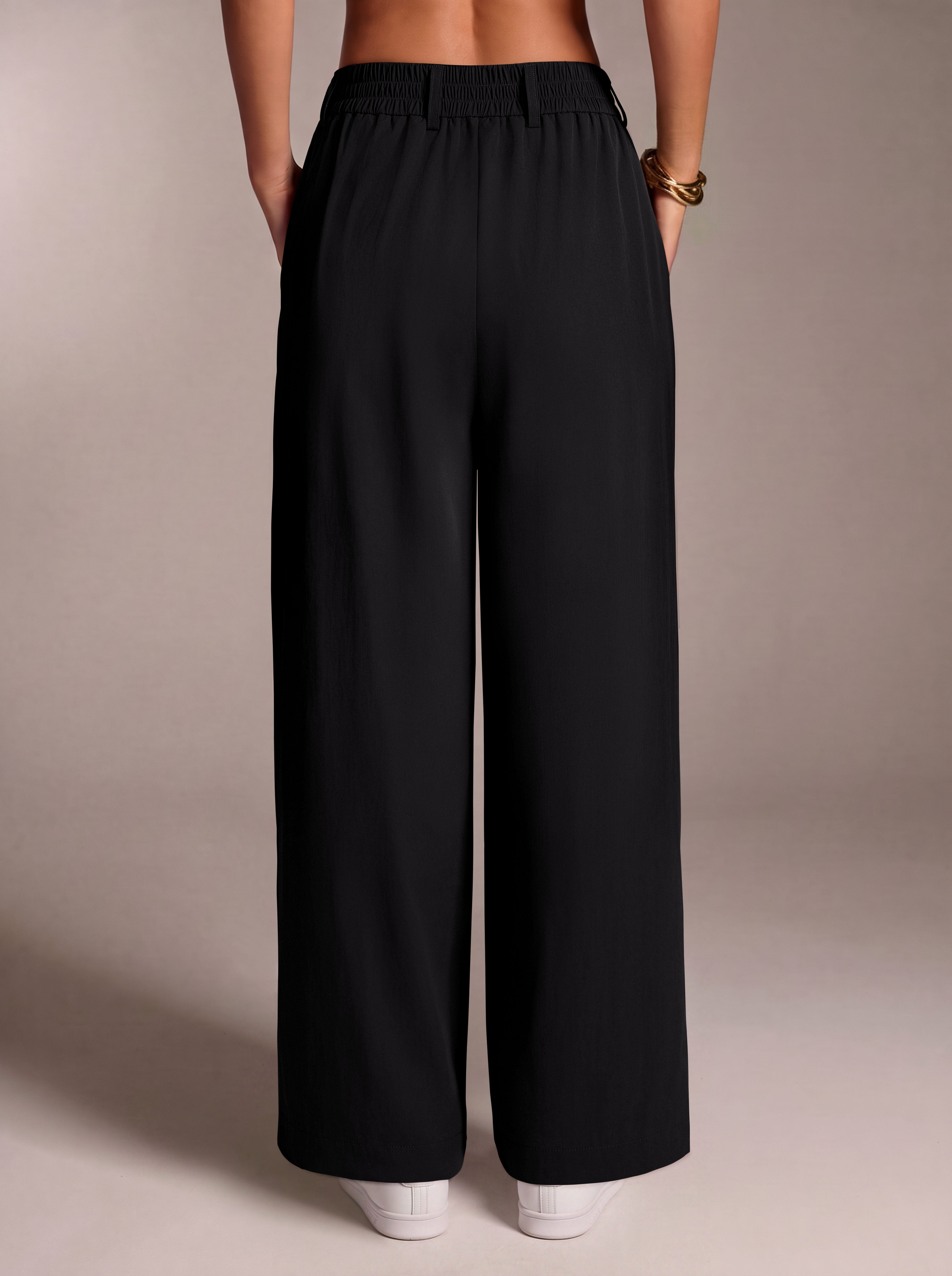 REORIA Women's High Waisted Wide Leg Work Pants with Pockets