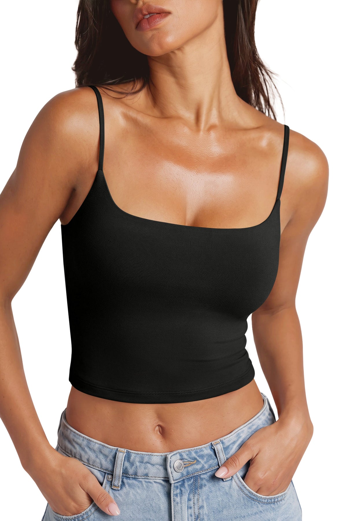 Adjustable Spaghetti Strap Seamless Camisole Crop Tops