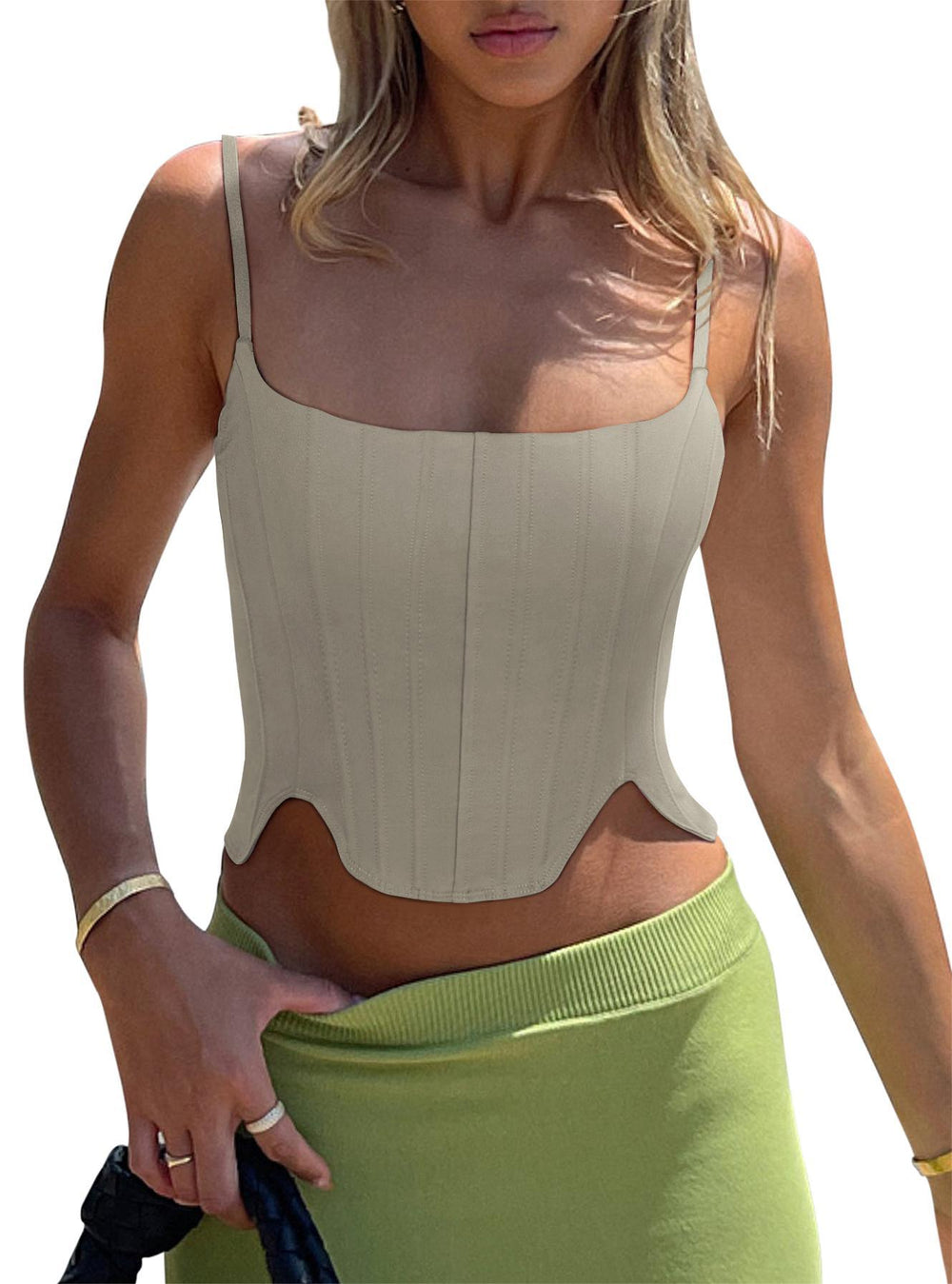 Sculpted Grace Spaghetti Strap Top - REORIA