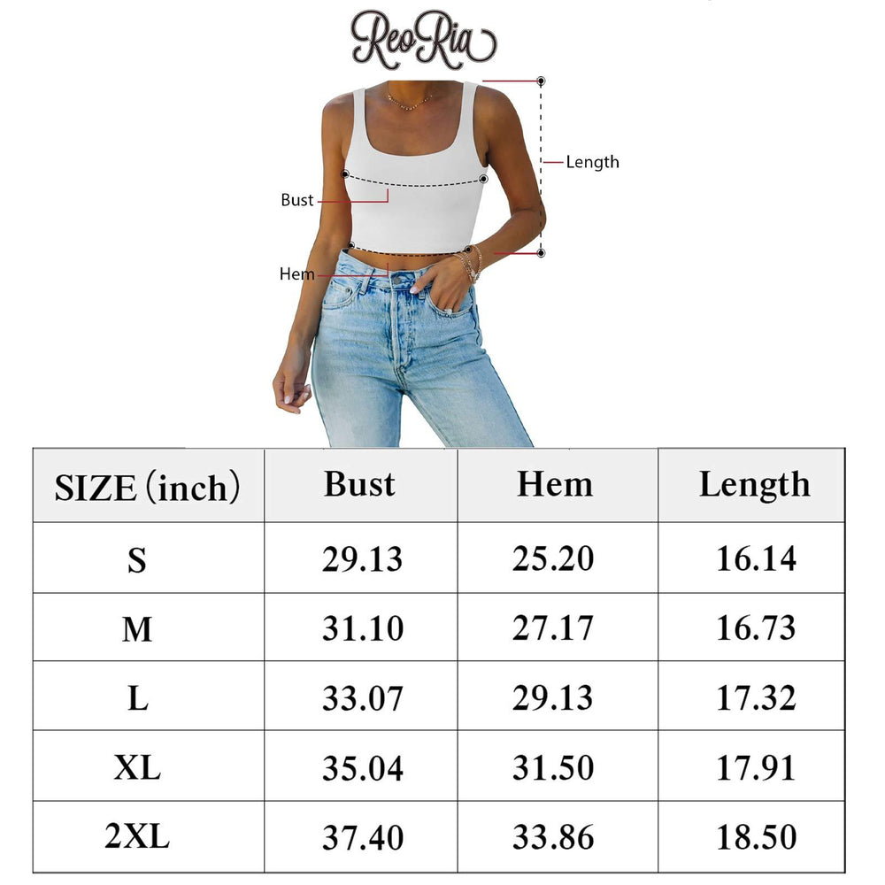 Square Neck Seamless Sleeveless Crop Tops - REORIA