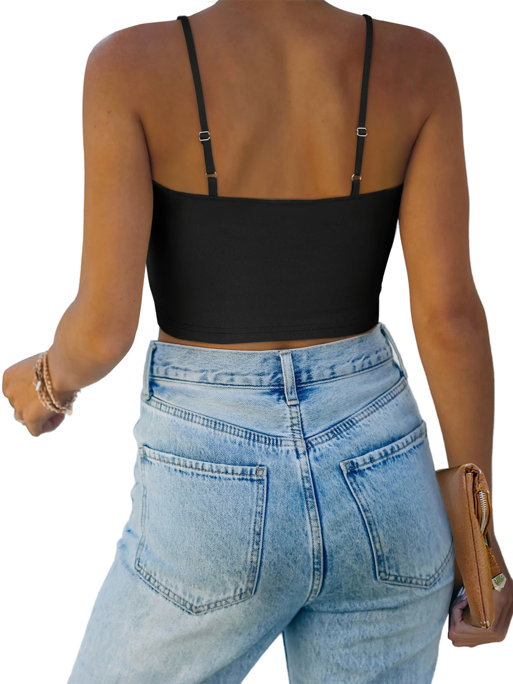 Moonlit Whisper Deep U Crop Top - REORIA
