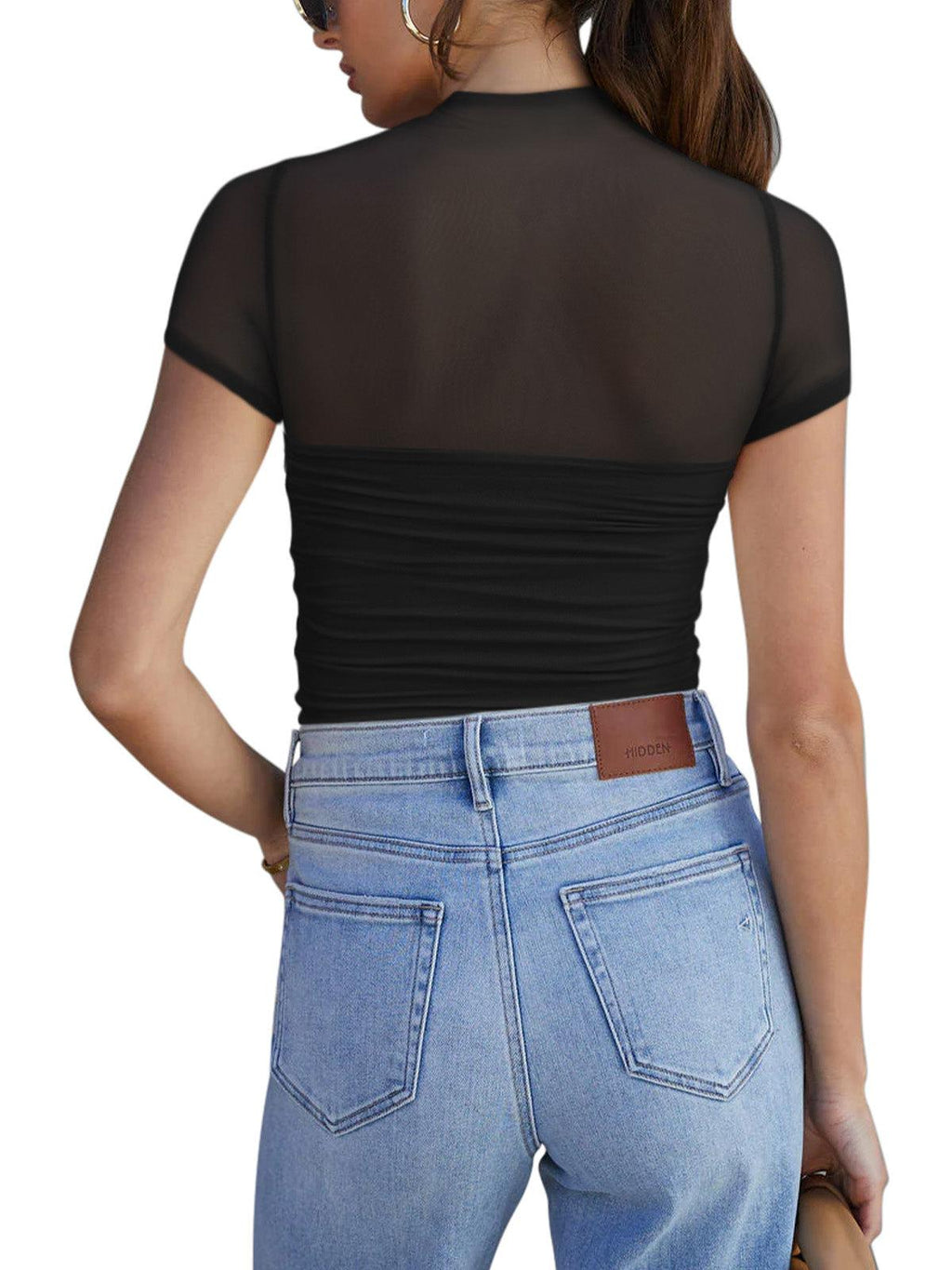 Veiled Allure High Neck Bodysuits Tops - REORIA