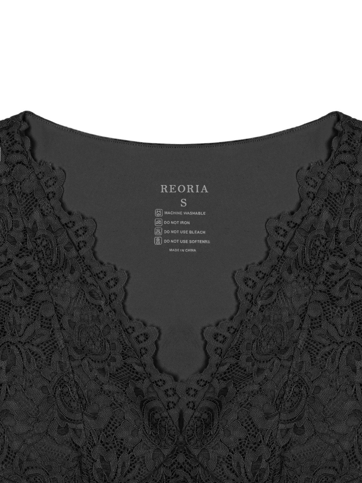 Midnight Elegance Lace V-Neck Crop Top - REORIA