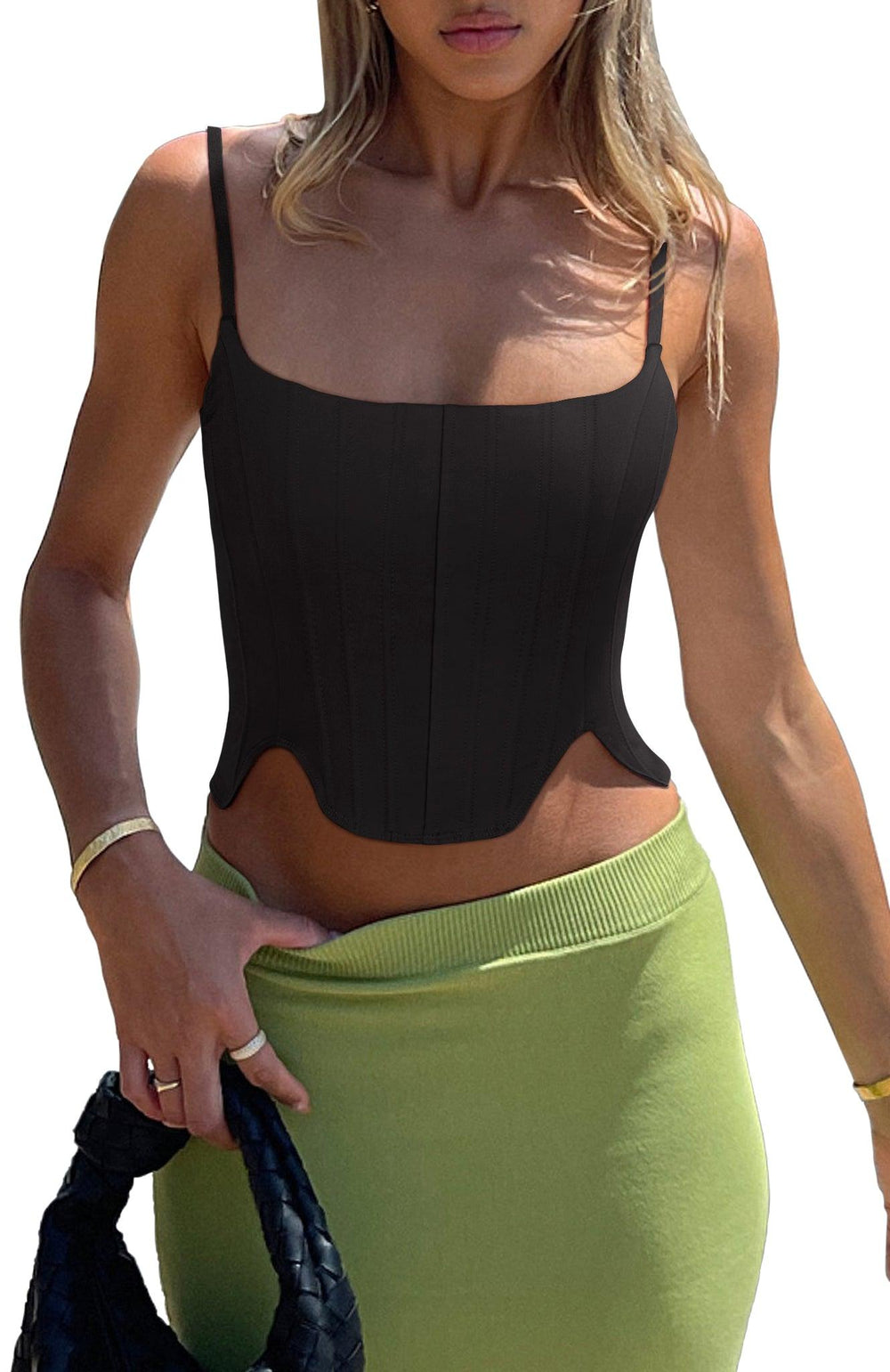 Sculpted Grace Spaghetti Strap Top - REORIA