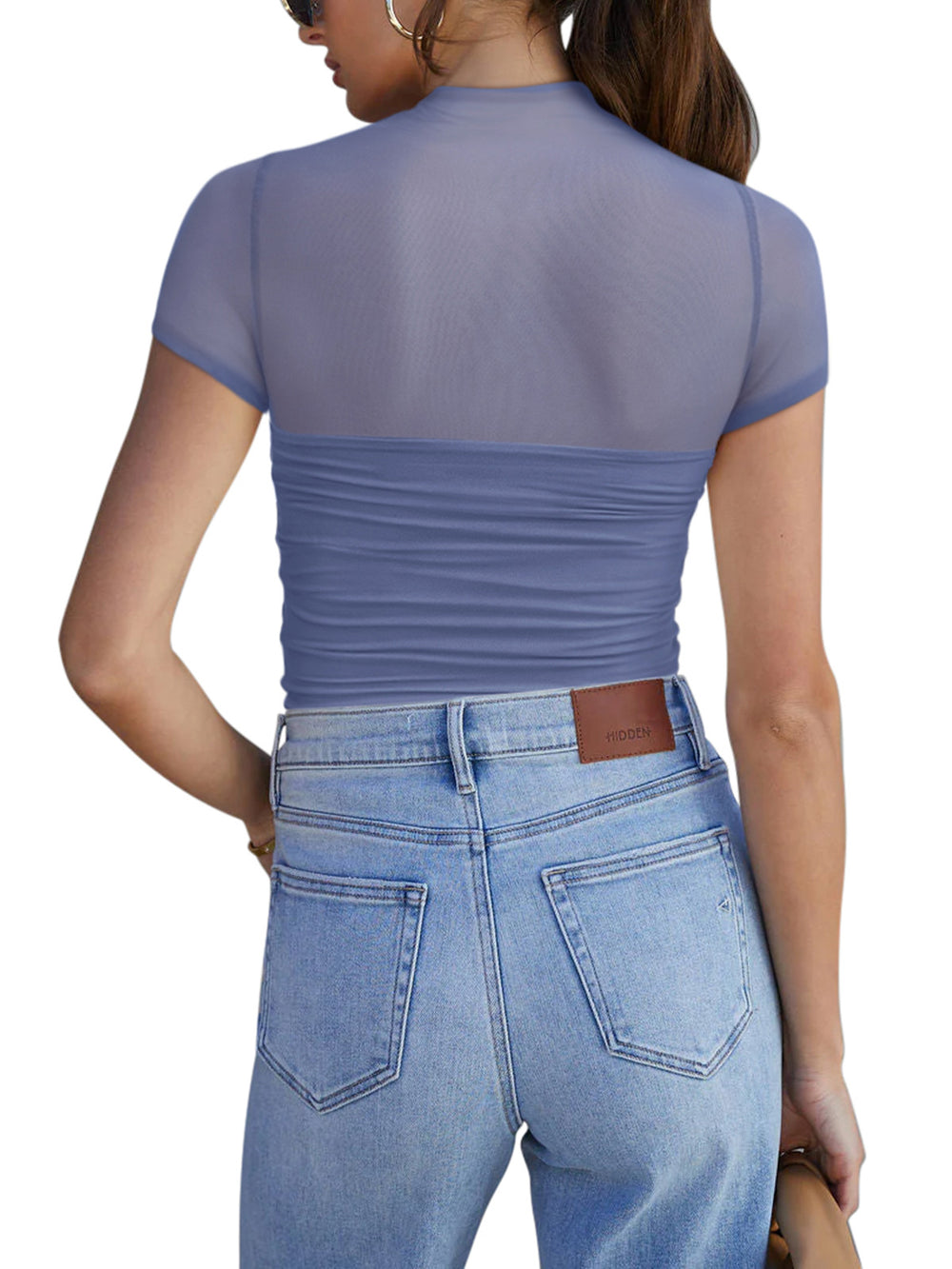 Veiled Allure High Neck Bodysuits Tops - REORIA