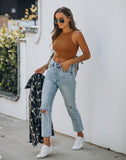 Sleeveless Halter Neck Tank Crop Tops - REORIA