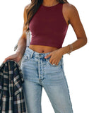 Sleeveless Halter Neck Tank Crop Tops - REORIA