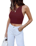 Sleeveless Halter Neck Tank Crop Tops - REORIA