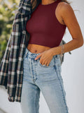 Sleeveless Halter Neck Tank Crop Tops - REORIA