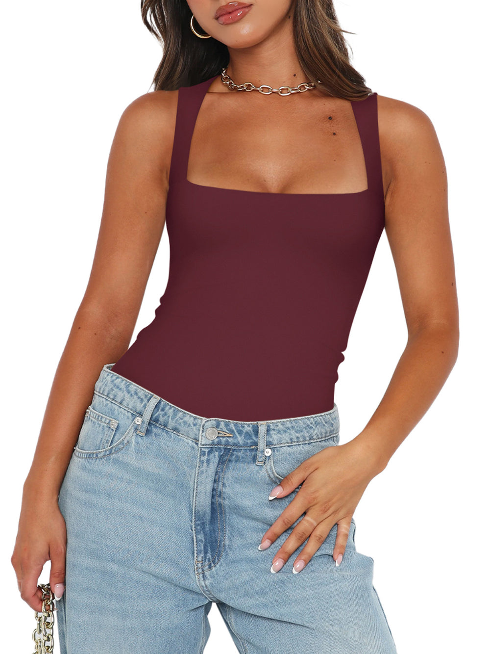Fantasy Waves Square Neck Bodysuit - REORIA