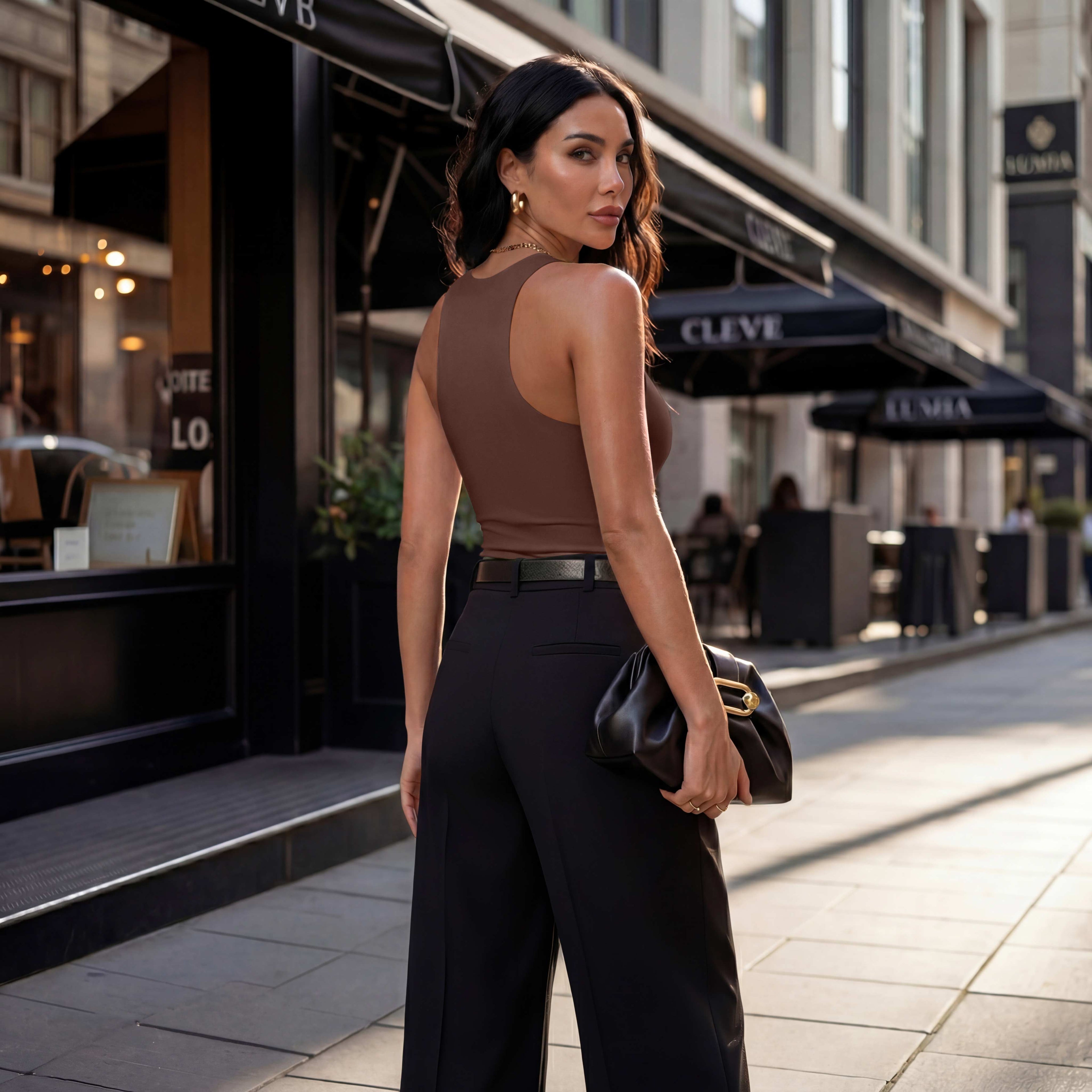 Sleeveless Racer Back Halter Neck Bodysuit Tank Tops