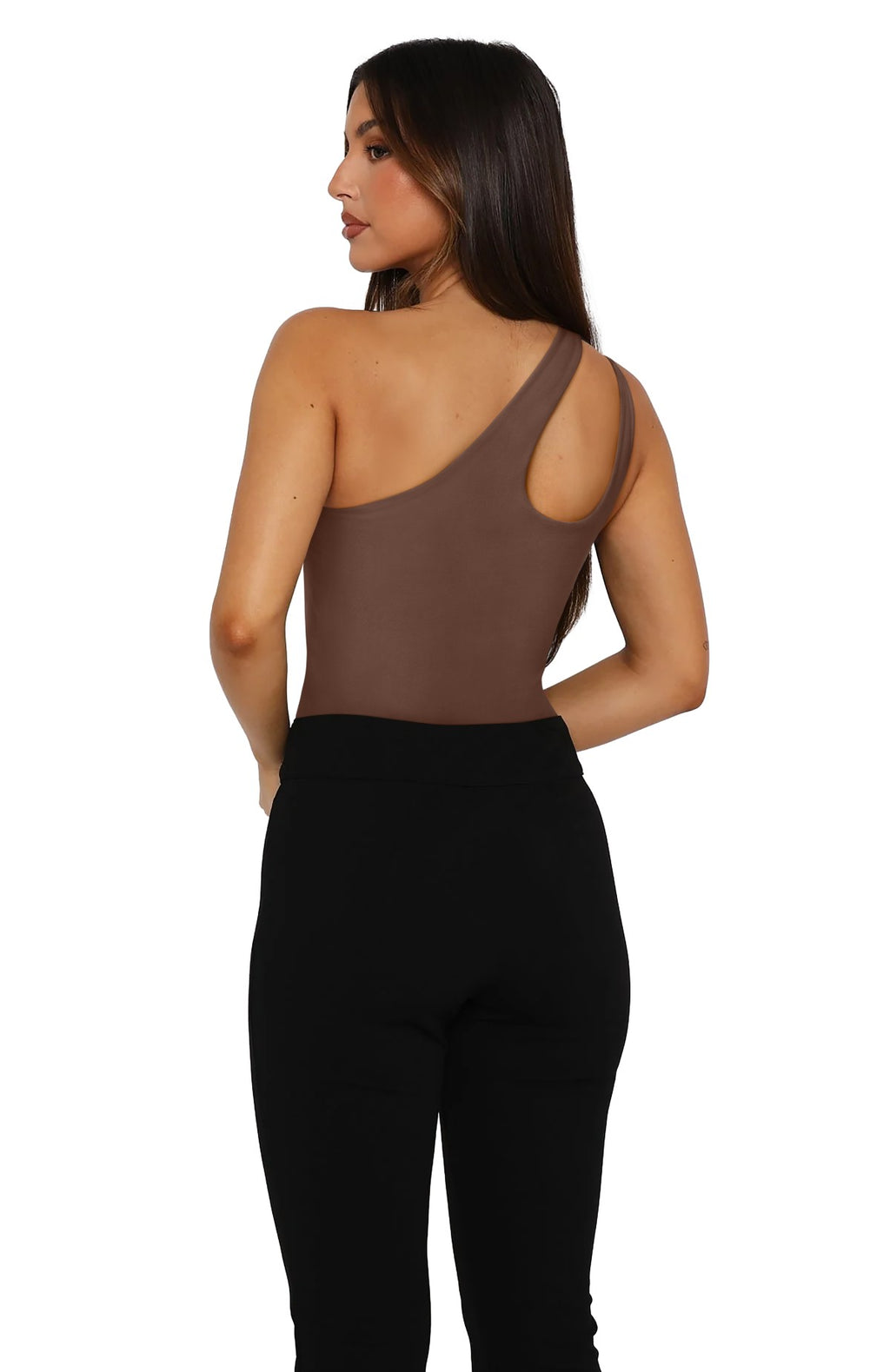 Plunge One Shoulder Sleeveless V Backless Tank Bodysuits Tops