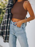Sleeveless Halter Neck Tank Crop Tops - REORIA