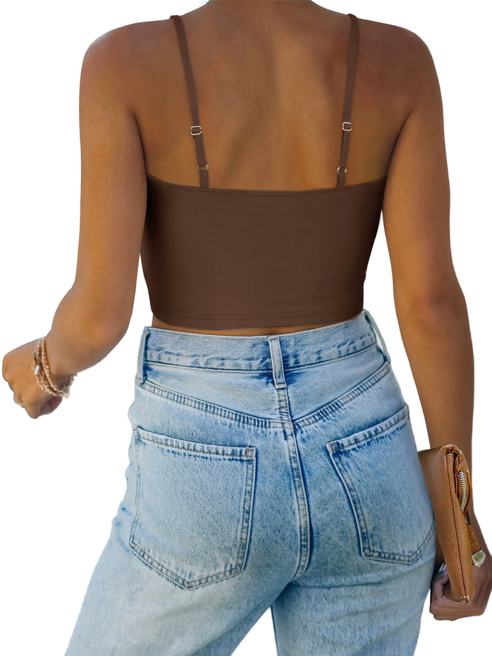 Moonlit Whisper Deep U Crop Top - REORIA