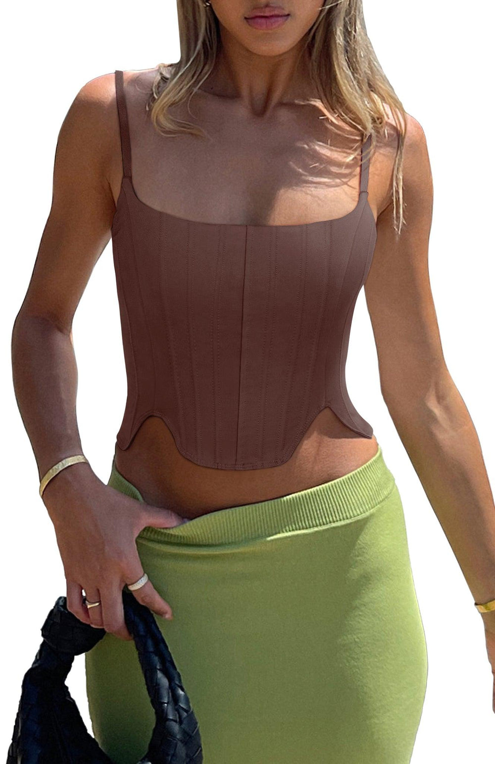 Sculpted Grace Spaghetti Strap Top - REORIA