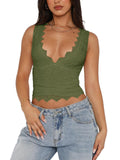 Midnight Elegance Lace V-Neck Crop Top - REORIA