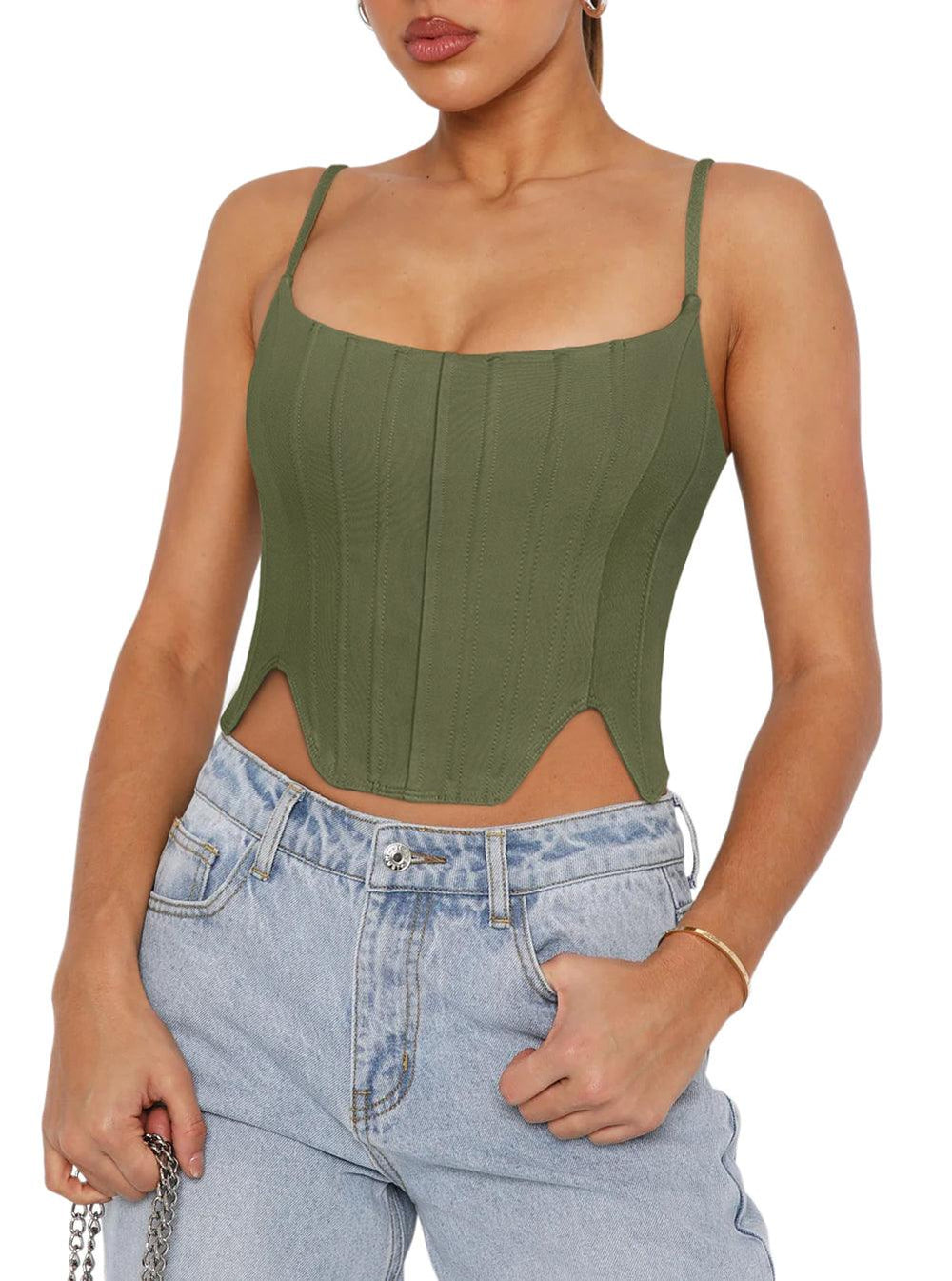 Sculpted Grace Spaghetti Strap Top - REORIA