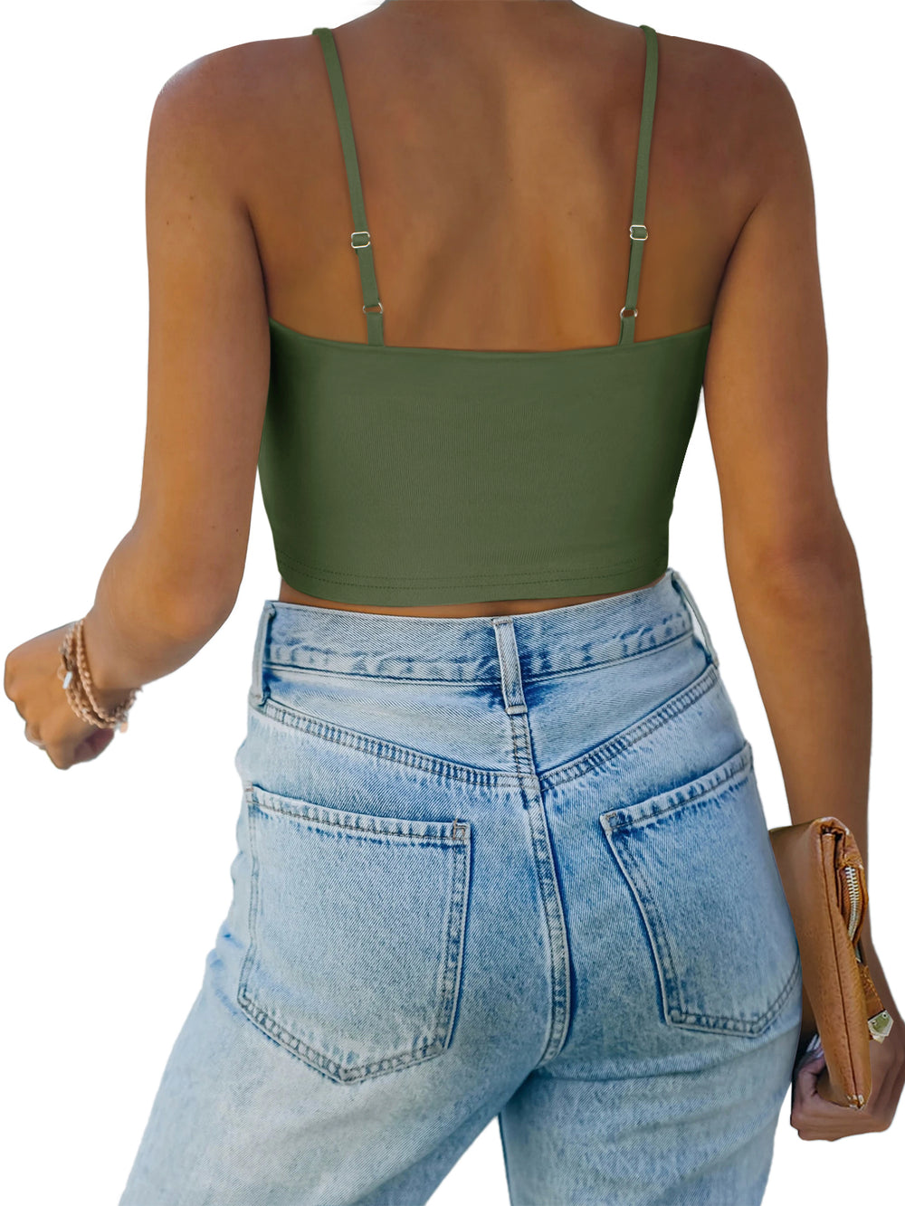 Moonlit Whisper Deep U Crop Top - REORIA