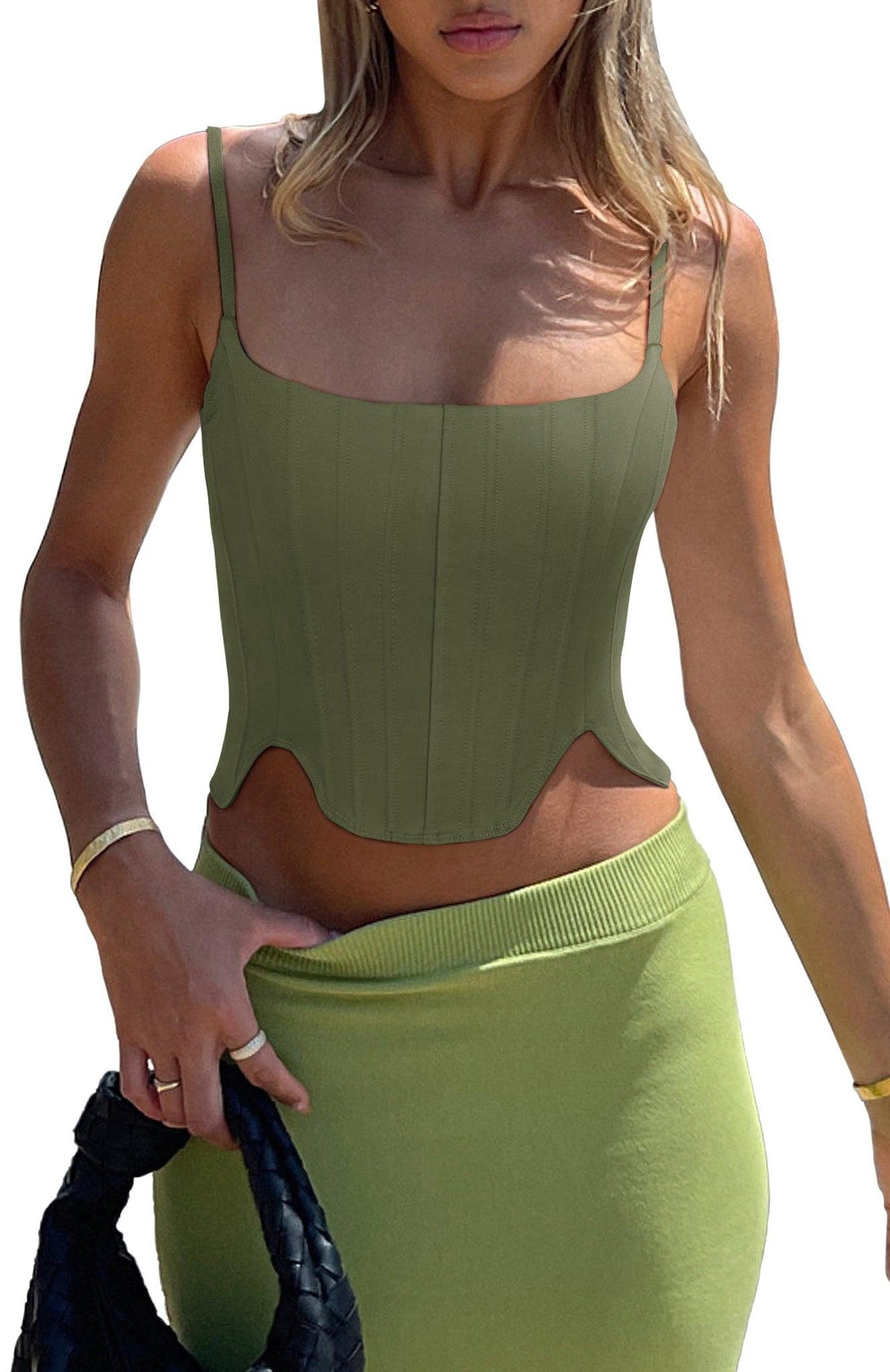 Sculpted Grace Spaghetti Strap Top - REORIA