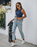 Sleeveless Halter Neck Tank Crop Tops - REORIA