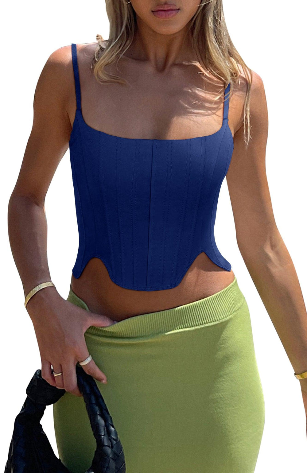 Sculpted Grace Spaghetti Strap Top - REORIA