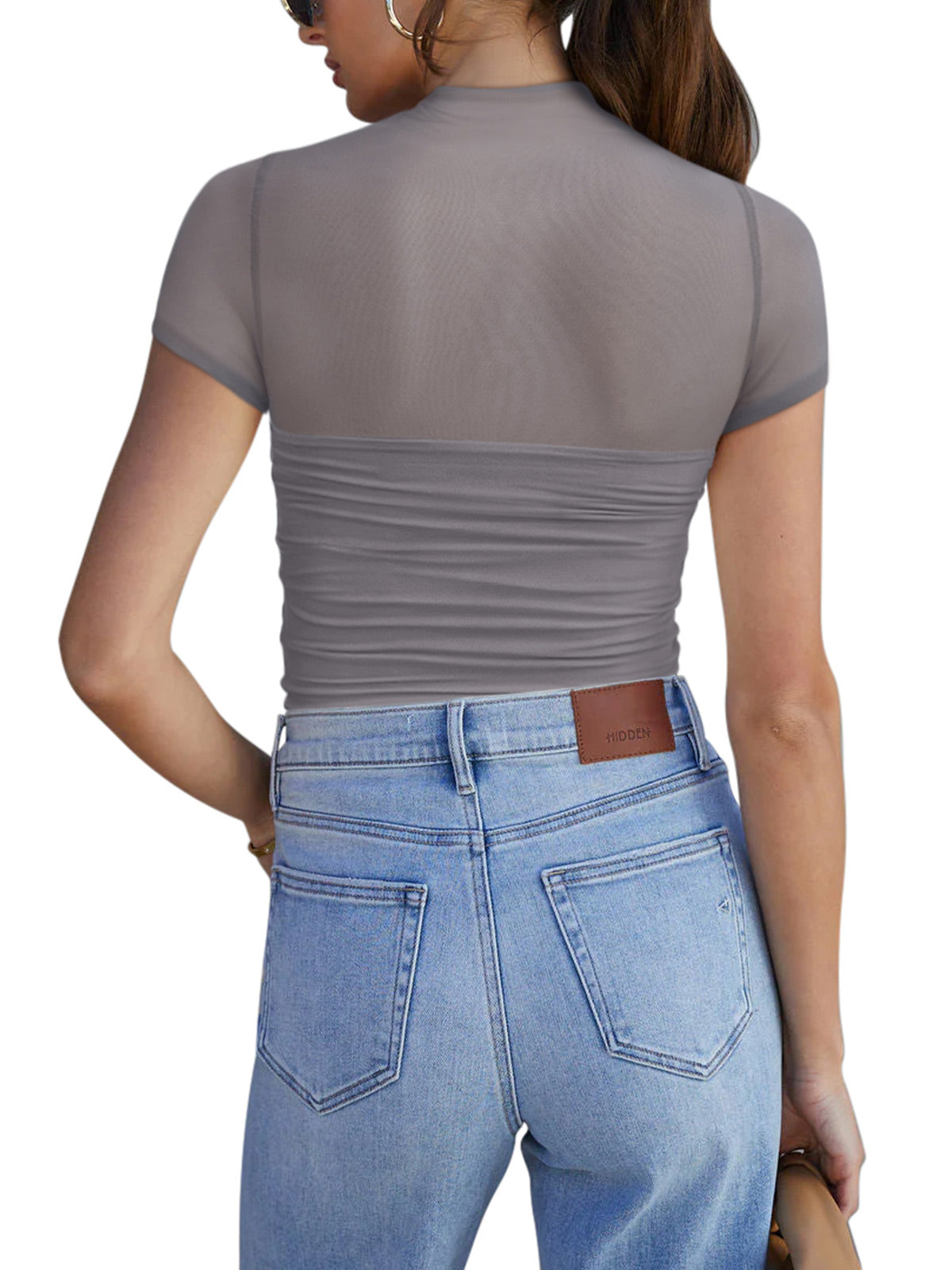 Veiled Allure High Neck Bodysuits Tops - REORIA