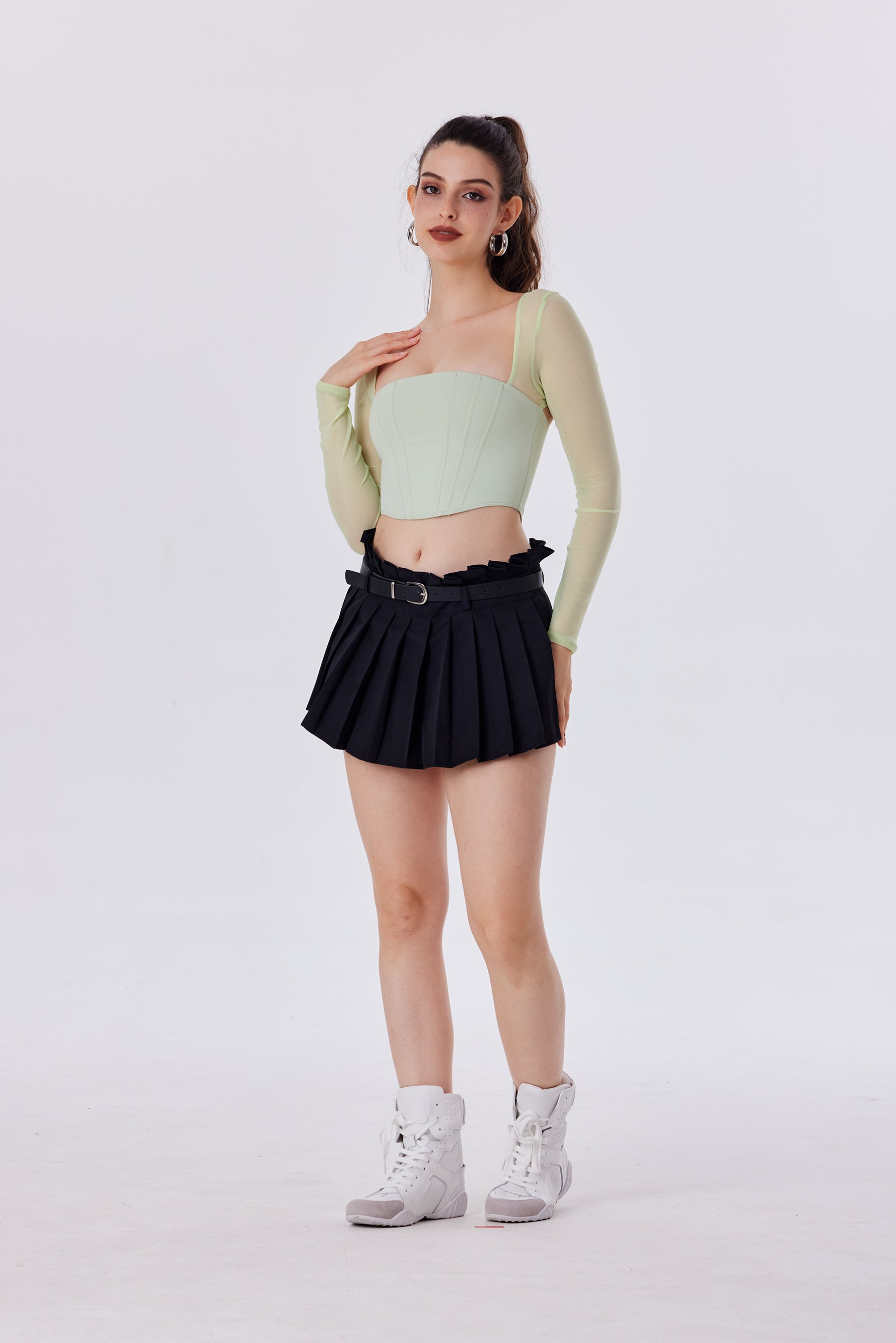 Refined Mesh Boned Corset Crop Top