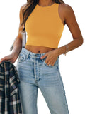 Sleeveless Halter Neck Tank Crop Tops - REORIA