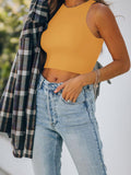 Sleeveless Halter Neck Tank Crop Tops - REORIA