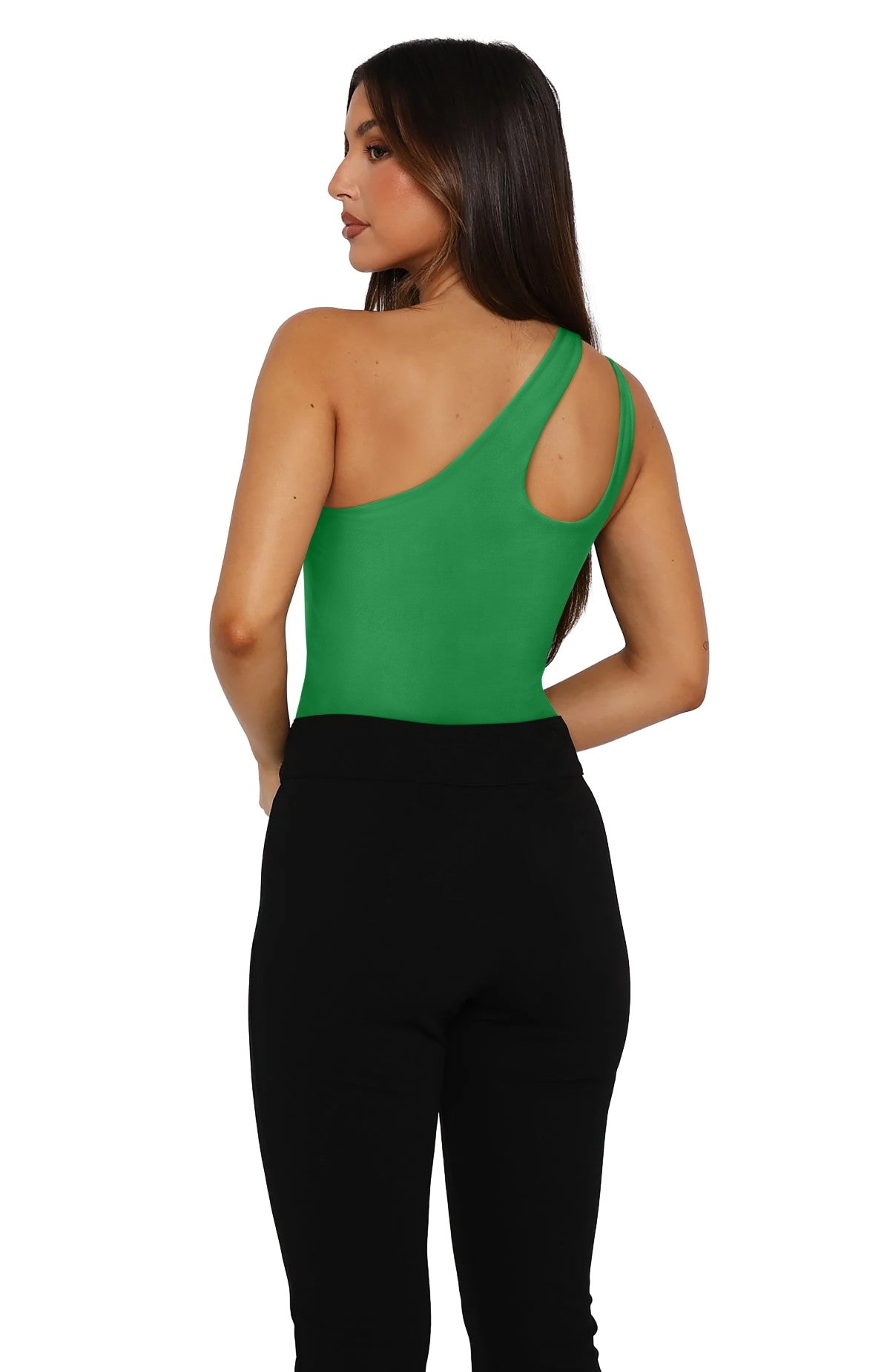 Plunge One Shoulder Sleeveless V Backless Tank Bodysuits Tops