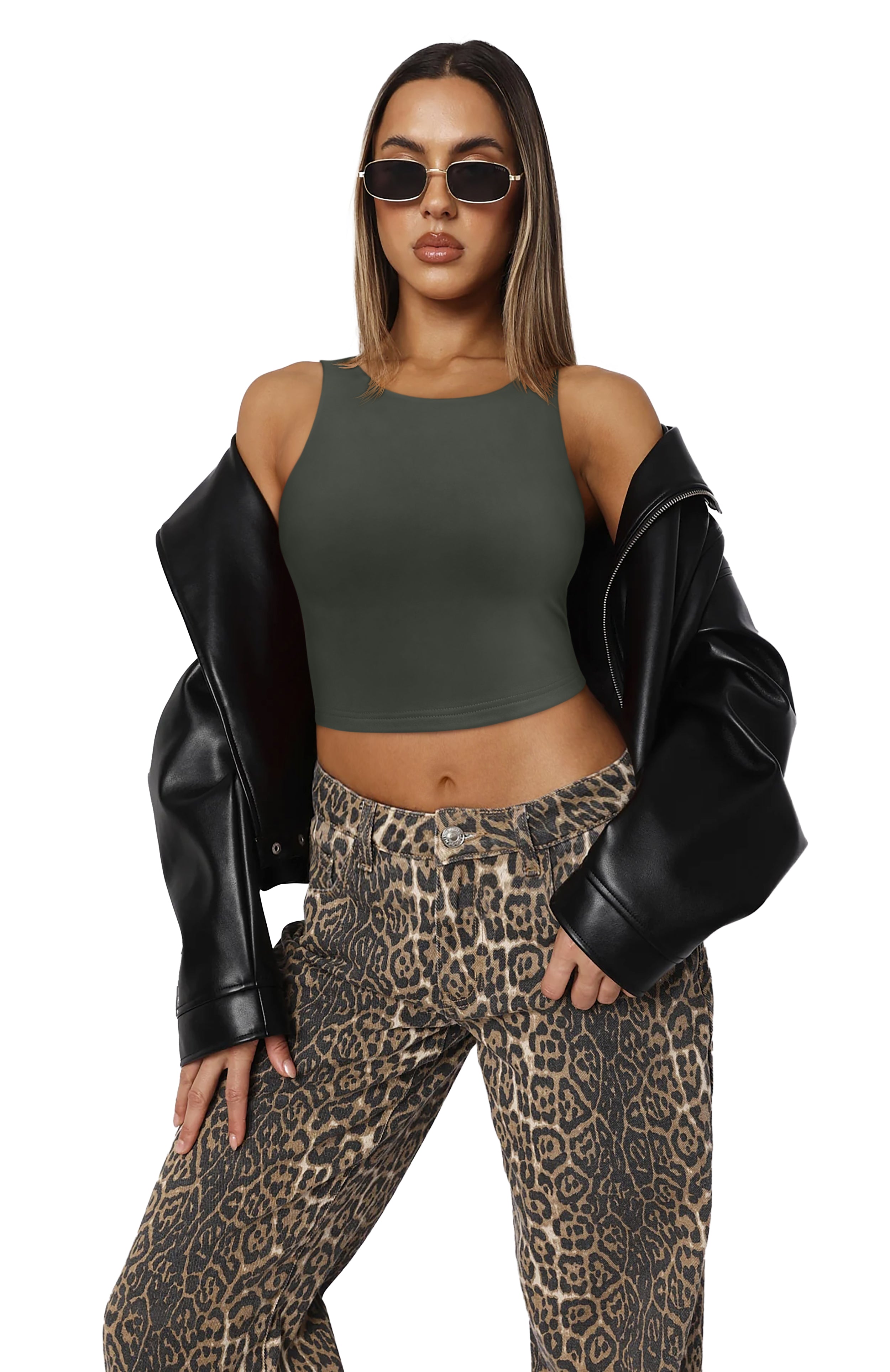 Sleeveless Halter Neck Tank Crop Tops