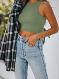 Sleeveless Halter Neck Tank Crop Tops - REORIA