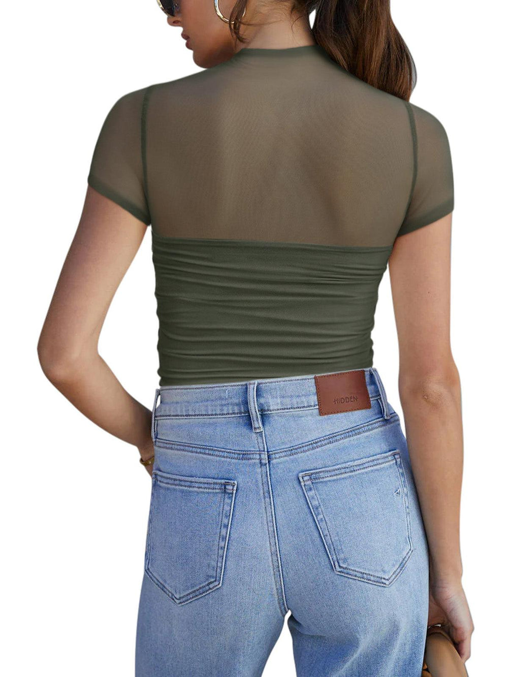 Veiled Allure High Neck Bodysuits Tops - REORIA