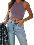 Sleeveless Halter Neck Tank Crop Tops - REORIA