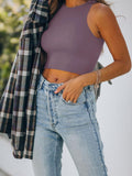 Sleeveless Halter Neck Tank Crop Tops - REORIA