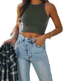 Sleeveless Halter Neck Tank Crop Tops - REORIA