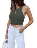 Sleeveless Halter Neck Tank Crop Tops - REORIA