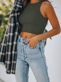Sleeveless Halter Neck Tank Crop Tops - REORIA