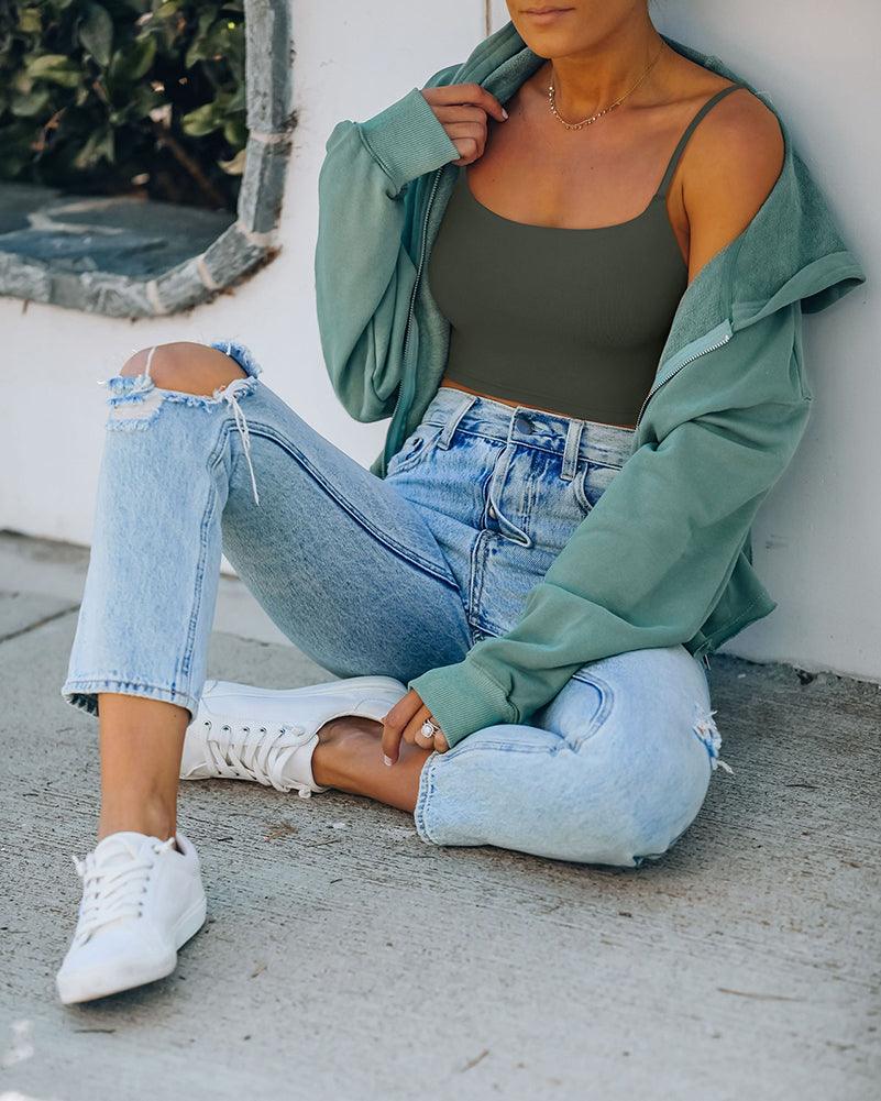 Adjustable Spaghetti Strap Seamless Camisole Crop Tops - REORIA