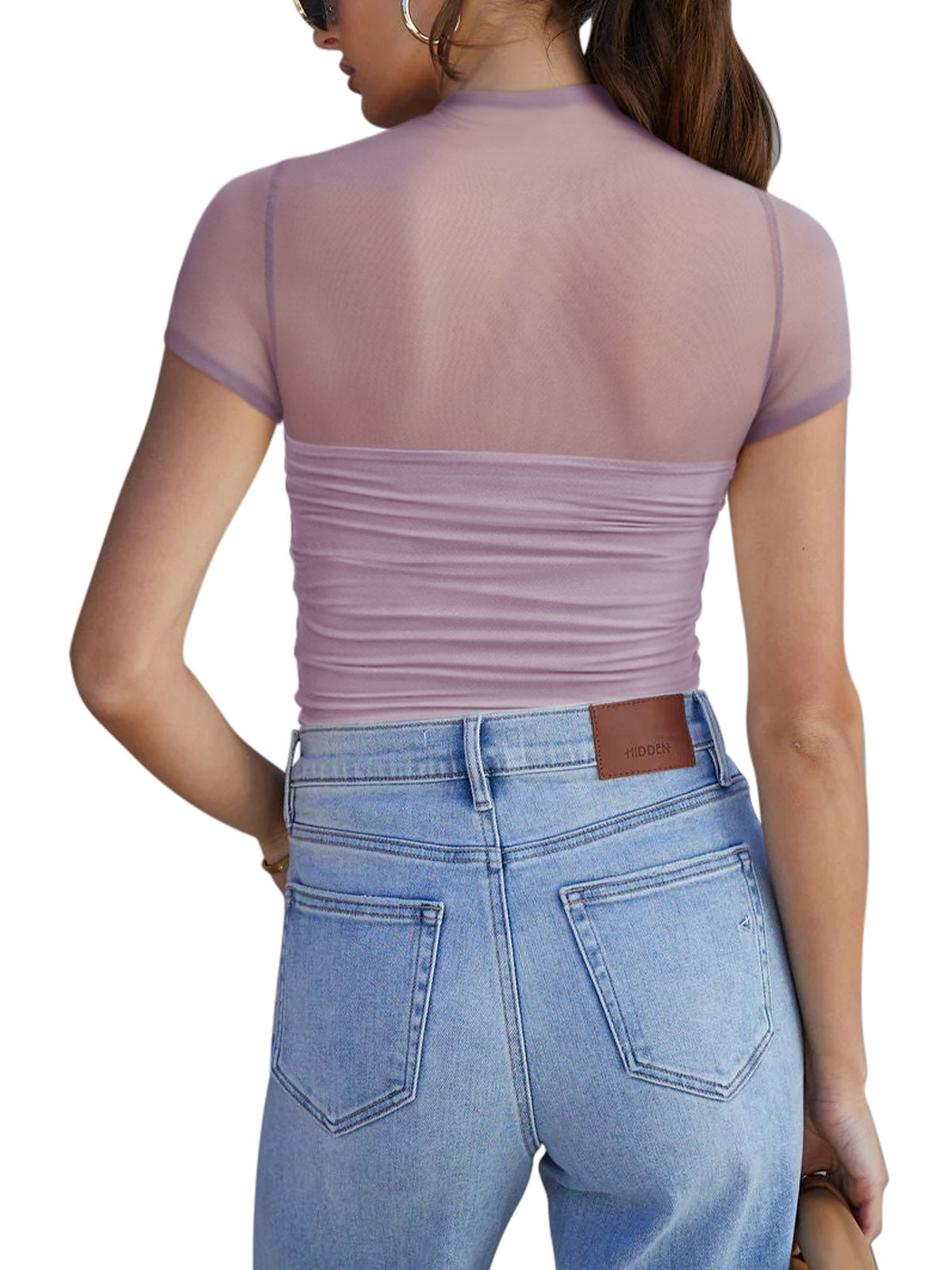 Veiled Allure High Neck Bodysuits Tops - REORIA