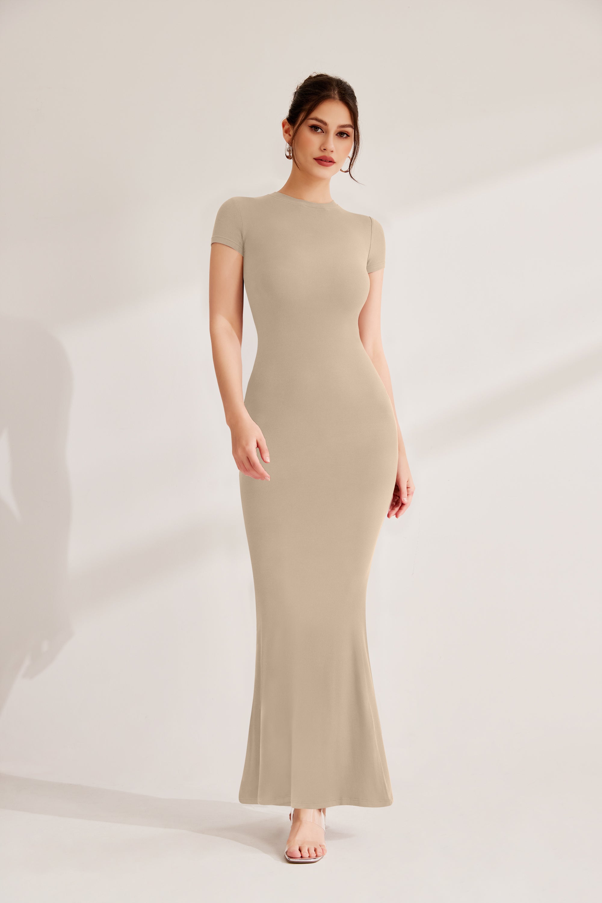 REORIA Women's Bodycon Maxi Dress - Summer Casual Long Dress With Short Sleeves Stretchy Bodycon Dress REORIA Women's Bodycon Maxi Dress - Summer Casual Long Dress With Short Sleeves Stretchy Bodycon Dress