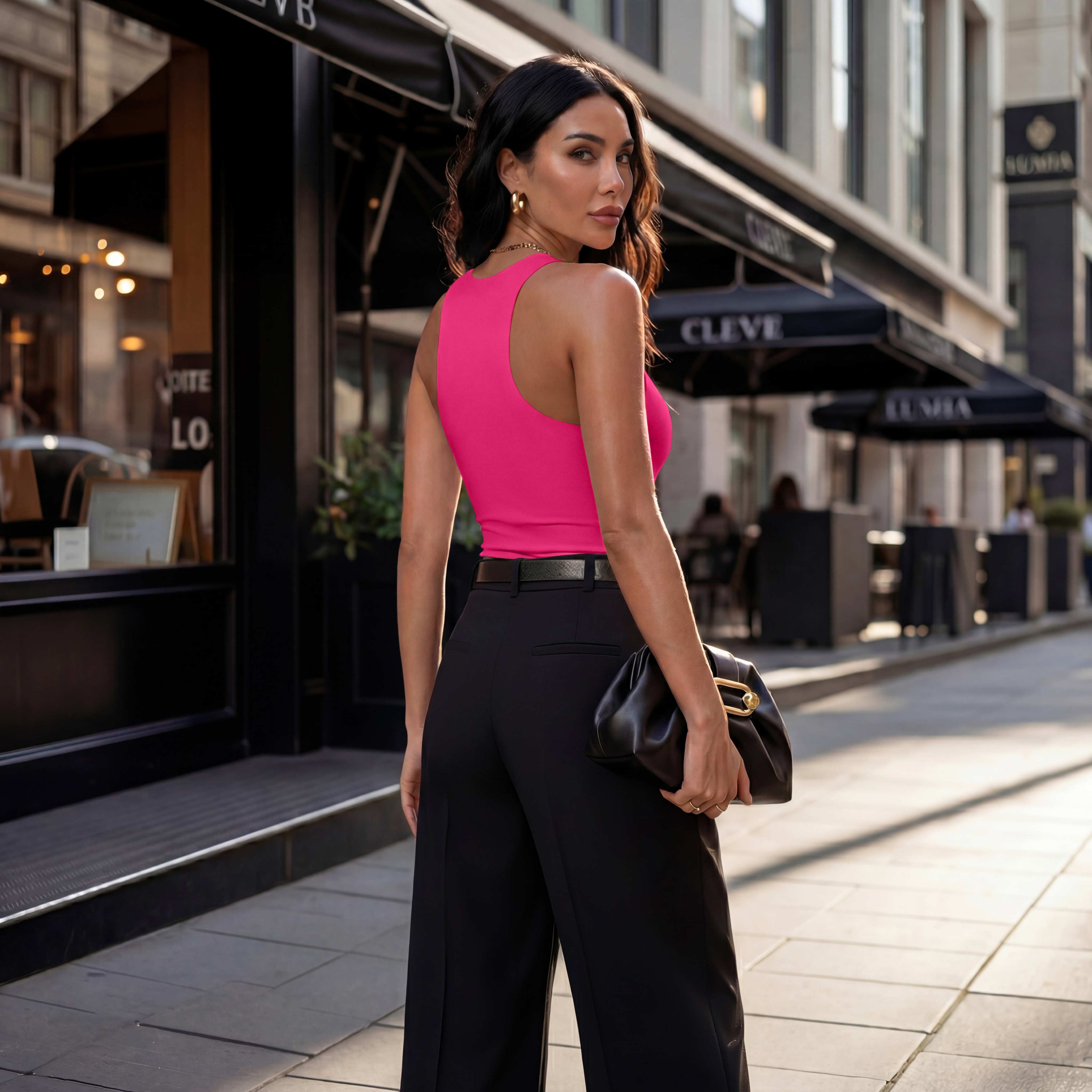 Sleeveless Racer Back Halter Neck Bodysuit Tank Tops