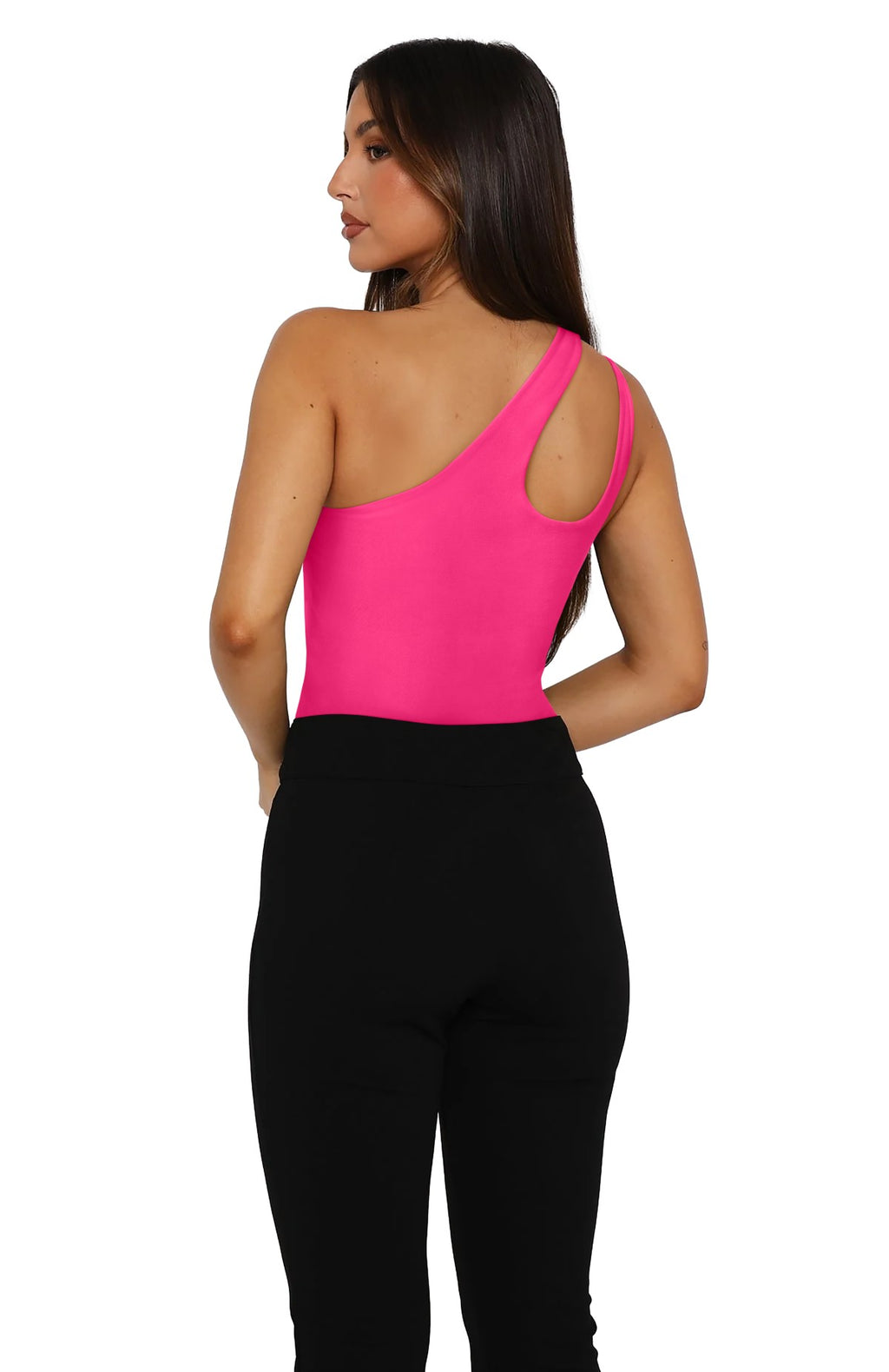 Plunge One Shoulder Sleeveless V Backless Tank Bodysuits Tops