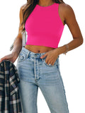 Sleeveless Halter Neck Tank Crop Tops - REORIA