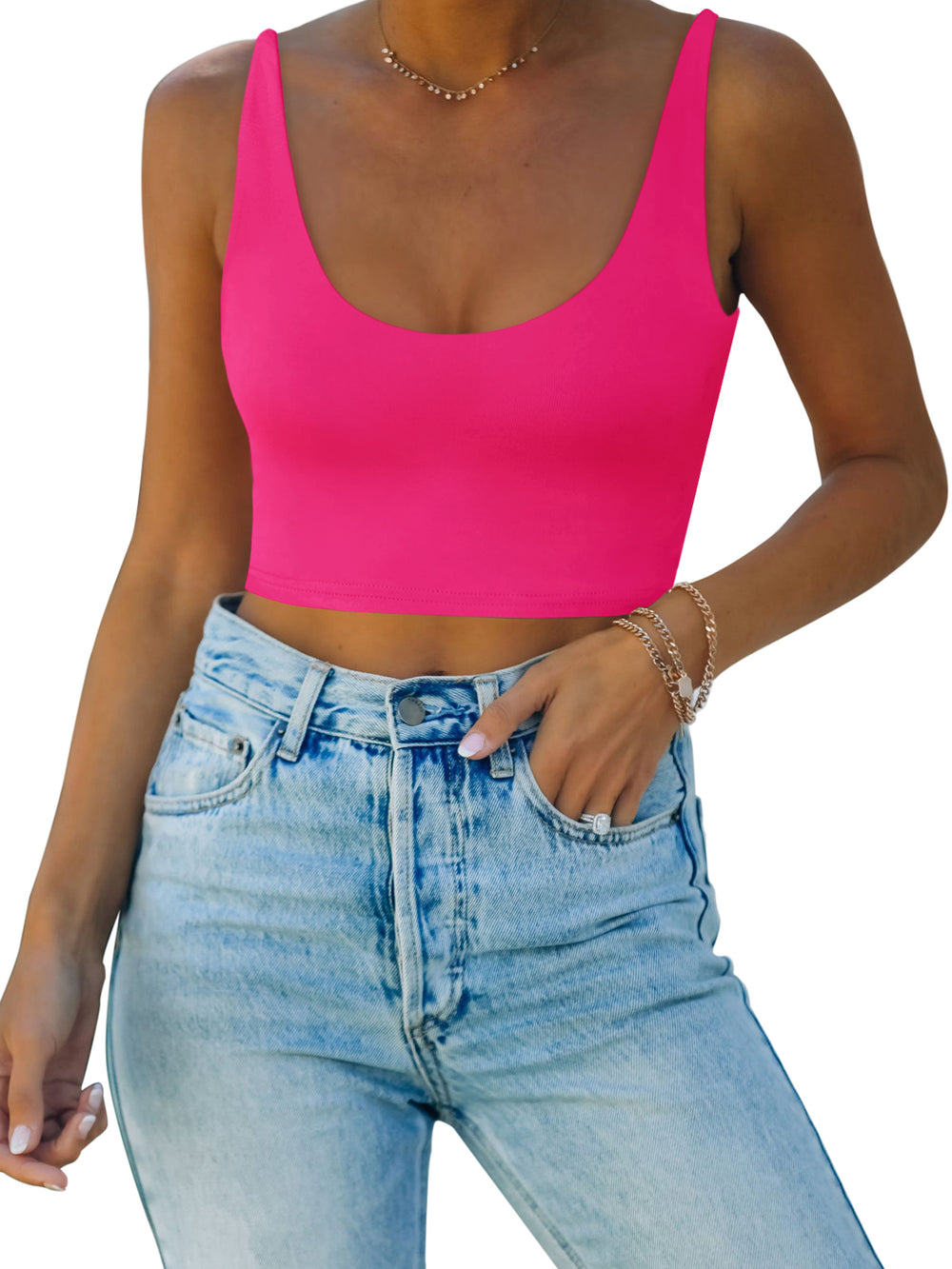 Moonlit Whisper Deep U Crop Top - REORIA