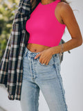 Sleeveless Halter Neck Tank Crop Tops - REORIA